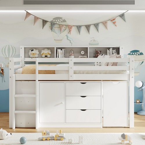 Wooden kids bed mid sleeper - wooden,