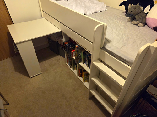 White wooden single mid - single,