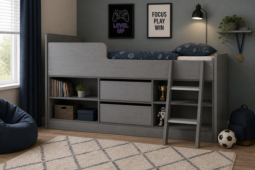 Grey low sleeper bed - grey, 3ft
